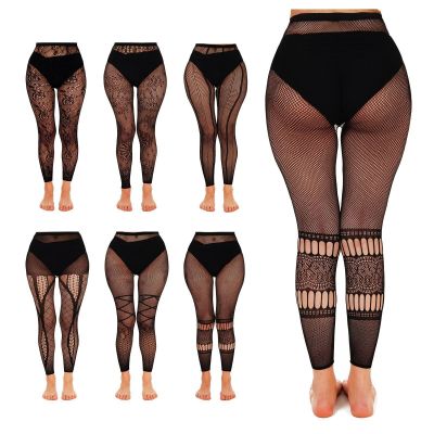 aisacsop 6 Pairs Footless Tights for Women Fishnet Stockings Black Fish net T...